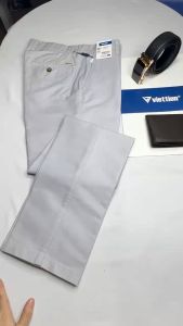 Quần kaki màu ghi CEMENT Việt Tiến 1 ly/không ly (6R6569-6R6570)100% cotton có size lớn