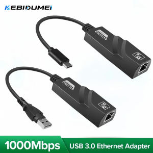 Kebidumei | KEBIDUMEI USB3.0 To RJ45 Gigabit Network Card 10/100/1000Mbps USB Ethernet Adapter For PC MacBook Win10 11 Wired LAN Adaptor
