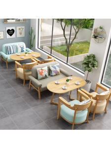 Modern Minimalist Cafe Table And Chair Set Leisure Reception Sofa Double Person Sponge Filling Customizable Restaurant Furniture