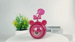 Lotso Strawberry Bear Kipas Mini Portable Charge Usb Daya Kipas Leher Gantung Bisu 3-Speed Angin Kencang