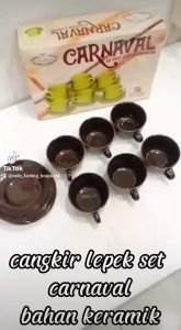 Set Cangkir Lepek Keramik one Tone Gelas Cangkir 1 Warna Unik Cantik Carnaval Isi 6 Set