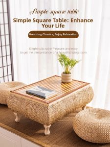 LIYUDAO | Bàn Trà Rattan Gỗ Nguyên Miếng Phong Cách Zen