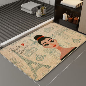HOYAA Absorbent Linen Bath Mat for Bathroom Floor Quick Dry Non Slip Multiple Functional Door Mat for Kitchen Bedroom Entrance