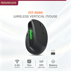 NexusClick Ergonomic Vertical Wireless MouseType-C Rechargeable Adjustable DPI Comfort Grip Computer Mice Reduce Wrist Fatigue
