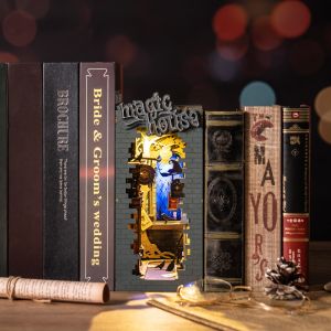 Robotime Rolife Magic House DIY Dollhouse Furniture Book Nook Wooden Puzzle Bookshelf Boy Girl Gifts