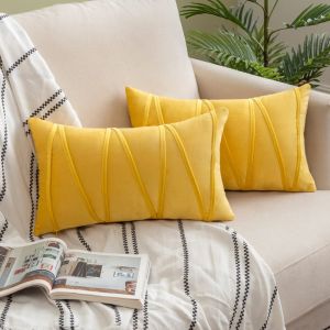 2PCS 30x50cm Lumbar Throw Pillow Covers Farmhouse Velvet Gift Throw Pillow Case Cushion Cover Cojines Black Red Green Pink 쿠션