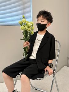 Boys Summer Short Sleeve Suit Loose Fit Korean Style Childrens Outfit Set Comfortable Breathable Casual Wear for Kids