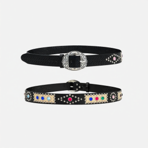 Retro Punk Y2K Heart Design Black Waist Belt