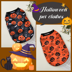 Dog Summer Clothes Small Medium Dogs Soft Halloween Pet Costume Pumpkin Print Cosplay Pets Vest Cute Party Chihuahua Pug Apparel