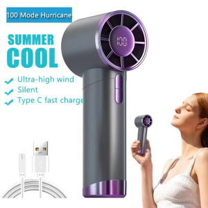 New High Speed Wind Handheld Fan 100 Gears Portable Air Conditioner Bladeless Cold Fan 3000mah Long Battery Rechargeable Turbo Fan LED Digital Display Outdoor Powerful Hand Fan⚡PH deliveryIn stock⚡