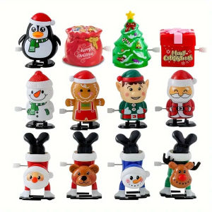 Mini Wind-Up Christmas Toys Funny Elk Santa Snowman Jumping Walking Clockwork Toy Xmas Home Decoration Ornament Party Gifts