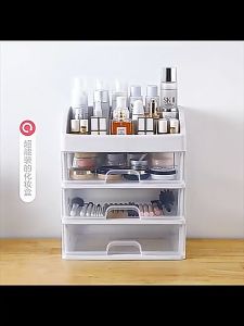 Rak Kosmetik Laci 3 Susun Serbaguna Organizer Makeup Tahan Debu dengan Tutup Wadah Kosmetik Warna Transparan Menghemat Ruang Seeta Bisa Dilepas Pasang