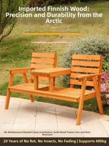 XiMei WoodWork | Double Seat With Backrest Public Rest Area Bench Outdoor Courtyard