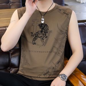 Áo Vest Lụa Băng Cao Cấp Cho Nam Mùa Hè 2025 Cỡ Lớn Nhanh Khô Không Tay Áo Thun Cổ Tròn Thời Trang Thường Ngày