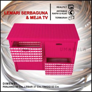LEMARI RAK ROTAN SINTETIS  4 KOTAK CUSTOM SUSUN SAMPING SUSUN ATAS Murah / Buffet Rattan 2 Susun Samping / Meja Tempat TV dan DVD Rottan Minimalis P88 X L37 X T63 / Lemari Antik Serbaguna Modern Klasik Tradisional Model Terbaru 2022