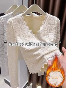 Designer Warm Lace Tunic V-Neck Top