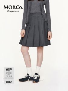 MO&Co. | Mid Waist Wool Yarn Knit Pleated Midi Skirt