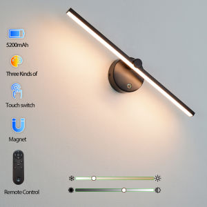 5W Charge LED Wall Light with Remote Control Dimmable Magnetic Mount No Drill Installation 5200mah Battery Lighting for Bedroom