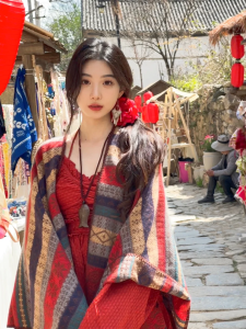 2025 New Bohemian Ethnic Style Womens Shawl Travel Photography Outerwear Cape Tibetan Yunnan Qinghai Touring Lightweight Comfortable