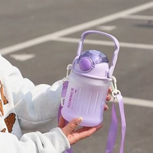 1000ML Water Bottle PP+PC Bottles With Straw Sports Bottle Outdoor Portable School Work