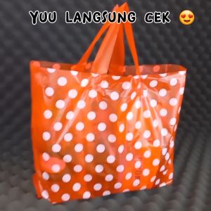 Tas Softhandle 30x32 Motif POLKADOT isi 50 Kantong Plastik Souvenir Snack Ulang Tahun / Goodie Bag - Warna / Motif Terlengkap se-Indonesia