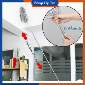 Chổi Quét Trần Bằng Sợi Vải Siêu Nhỏ Cán Inox Dài Cao Cấp Đầu Chổi Linh Hoạt - Chổi Quét Bụi Đa Năng Rút Xoay 360 Độ