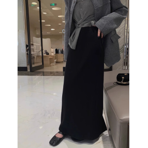 Retro Lazy Soft Glutinous Split High Waist Knitting Skirt Womens Fall and Winter New Arrival High Waist Slimming and Straight A- line Dress