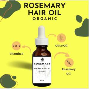 Organic Rosemary Hair Oil - (120ml) Multi Use Aroma Oil for Face Body Hair & Massage