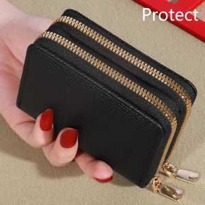 Womens Short Wallet with Transparent Closure. Litchi Pattern. Monaiea Multi Card Slot Wallet Large Capacity Fashionable