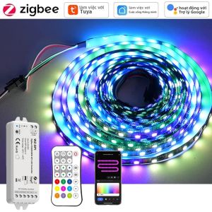 Dải Đèn LED Thông Minh 5m/10m Tuya Zigbee WS2811 RGBIC Điều Khiển Được Từng Điểm Ảnh Dùng Cho Tiệc Tùng Chơi Game Có Điều Khiển Từ Xa 2.4G Tương Thích Với Alexa Và Google Home
