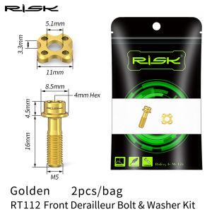 Risk | Risk Road Bicycle Front Derailleur Bolt&Washer Kit Titanium Alloy M5*16mm Hollow-out Design Bike Front Derailleur Screw Spacer