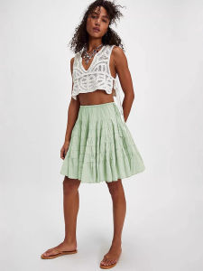 Váy Ngắn Lưng Cao Màu Trơn Có Dây Rút Váy Ngắn Chữ a Thường Ngày Không Có Lớp Lót Không Có Cạp Cao Cho Thanh Thiếu Niên