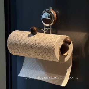 Giá Treo Tường Bằng Gỗ Không Cần Khoan Để Đựng Khăn Lau Nhà Bếp Đa Năng Giá Đỡ Giấy Vệ Sinh Kiểu Dáng Cổ Điển