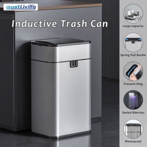 JustLiving 1PC 9/15/20/30/40/50/60L Smart Induction Trash Can Automatic Intelligent Sensor Dustbin Bathroom Waste Garbage Bins Household Toilet Large Capacity Waterproof Bin With lid