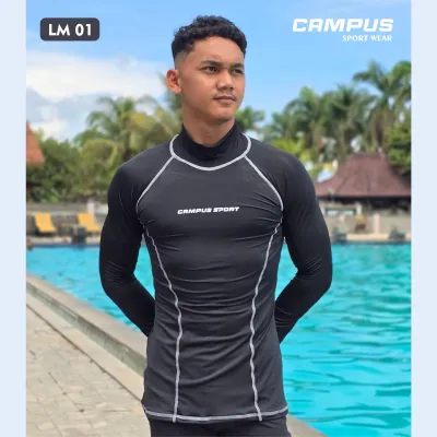 LM01 Baju Baselayer Pria Manset Renang Outdoor Rashguard Wetsuit Lycra Maxpower