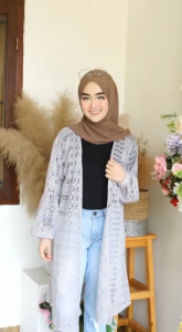Long Cardigan Brukat Outer Brokat Panjang Mewah Kondangan Lebaran Wisuda Kekinian