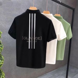 Loose Fit Mens Polo Shirt Striped Short Sleeve Casual Summer Breathable Anti-microbial Wear-resistant Comfortable Cotton T-Shirt