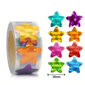 300pcs Colorful Laser Gold Foil Thank You Star Stickers Reward Chart Decorative Toy Gifts Sticker Labels 2 cm