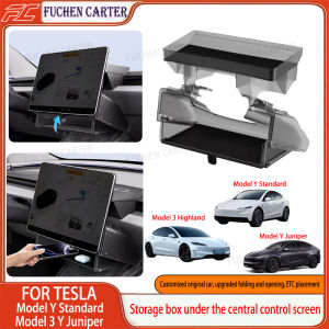For New Tesla Highland Model 3 Y Standard Juniper Tray Magnetic Under Screen Fold Storage Box ETC Screen Storage Box Accessories