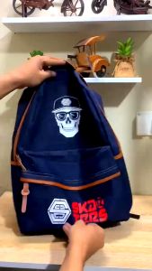 tas ransel sekolah backpack ransel sablon bahan jeans exciteds