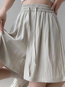 Slimming Ice Silk Pleated Sagawa Womens plus Size Shorts Thin Drawstring High Waist Short Pants Five-Quarter Hot Shorts