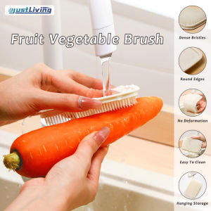 JustLiving 1PC PE Dishwashing Vege Brush Household Fruit Vegetable Scrubber Multi-functional Kitchen Cleaning Brush Multifunctional Bendable Sink Chopping Board Crevice Brush
