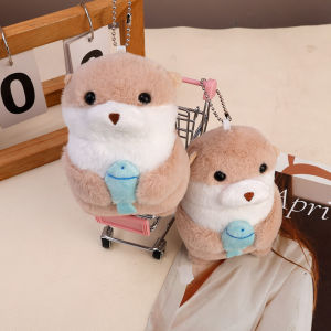 【♡Lovely girls house♡】Otters Fish Keychain Plush Toys Doll Key Holder Backpack Pendant Gifts for Kids