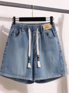 Summer 2025 Womens Denim Shorts Trendy Thin Wide Leg Five-Point Pants plus Size Outerwear High Waist Blue Thin Denim Fabric