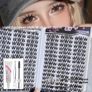 Natural Looking Big Flower Curl False Eyelashes Self Adhesive W Type Curl Easy Use Thickened Three Step Lazy Persons Guide