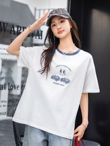 เสื้อยืดคอกลมแขนสั้นผ้าฝ้ายหลวมๆ สำหรับเด็กและเยาวชน ฤดูร้อน 2025 ใหม่ล่าสุด ทรงหลวมๆ สไตล์ลำลอง เสื้อผ้าเด็กผู้หญิง