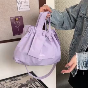 Dumpling Bag Casual Simple Handbag Foldable Hand-Held Large Capacity Shoulder Bag Solid Color Messenger Bag