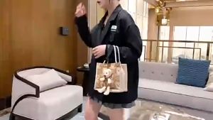 Túi cói nữ hình gấu bông thời trang Hàn Quốc dễ thương phong cách Vintage Trùm Sỉ Gia Thành