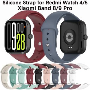 Silicone Strap for Redmi Watch 4/5 with Soft Comfortable Metal Plug Solid Color Durable Xiaomi Band 8 Pro/9 Pro Replace Bracelet