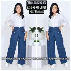 KULOT JEANS WANITA KOREAN STYLE SIZE L-XL-XXL-JUMBO